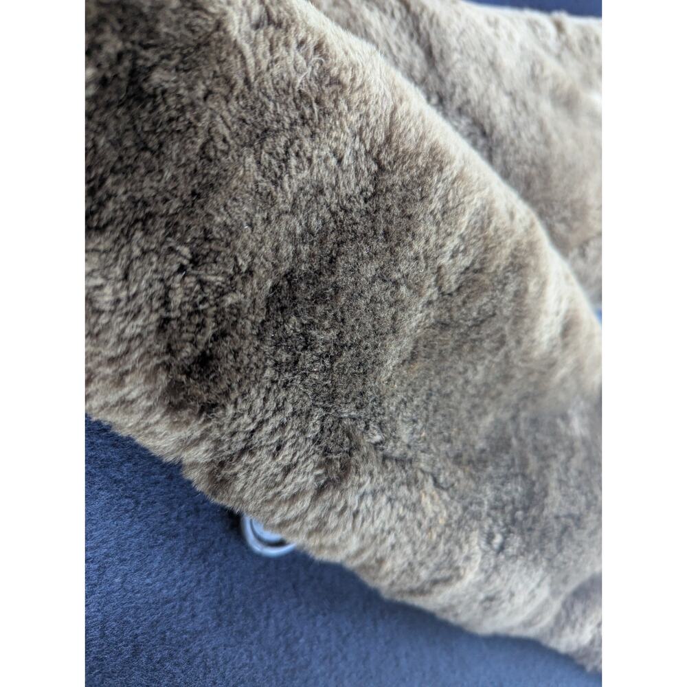 💜Perry Ellis 1980s Navy Wool Maxi Coat Faux Fur Collar - Picture 6 of 15